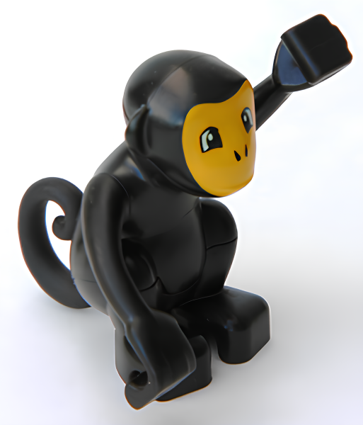 Обезьяна Lego Duplo Monkey, Curled Tail with Bright Light Orange Face Pattern 60363c01pb01 U